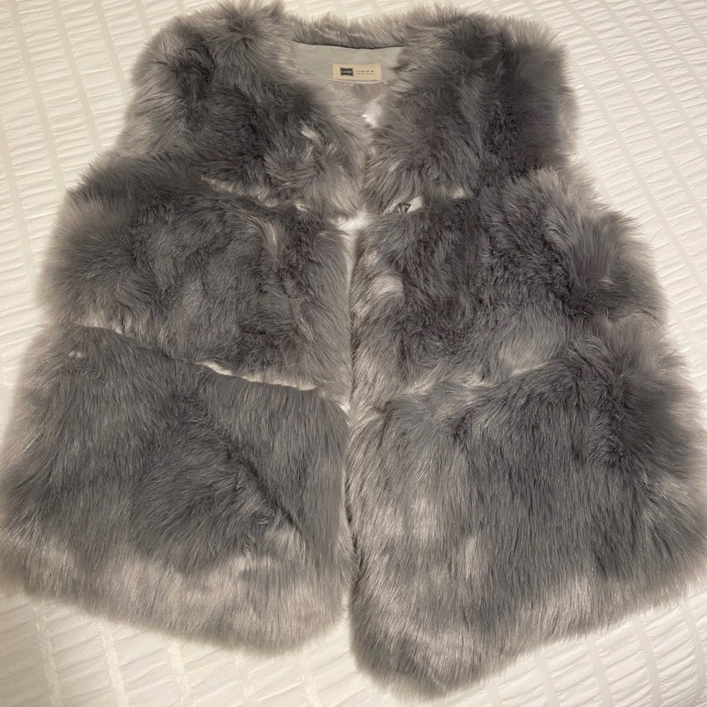 Grey faux fur vest